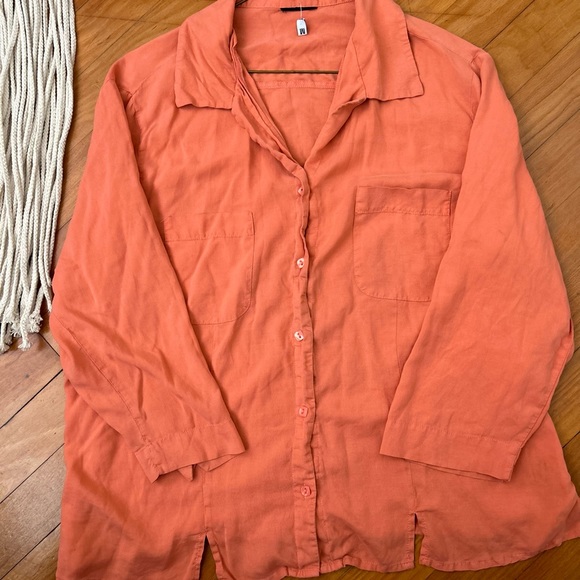 Coral orange button up shirt - Picture 2 of 2